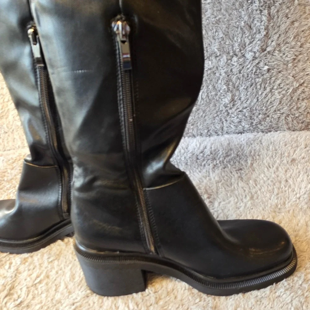 Franco Sarto Kelly Black Over The Knee Flat‎ Heel Boots Size 6 Sophisticated NEW